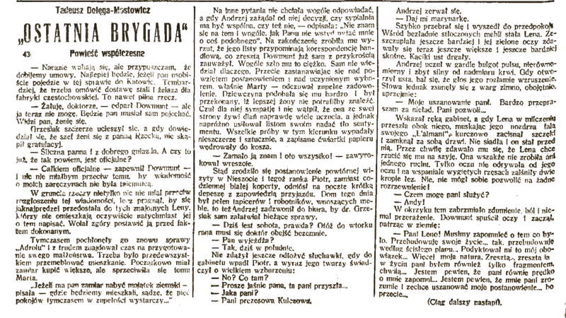 File:Dołęga Mostowicz Ostatnia brygada odc 43 druk Polonia r 1930 nr 2007.png