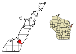 Location of Sturgeon Bay in Door County, Wisconsin.
