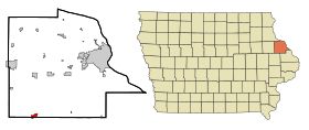 Dubuque County Iowa Incorporated and Unincorporated areas Cascade Highlighted.svg