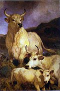 Sir Edwin Landseer: The Wild Cattle of Chillingham (1867, oil on canvas). Edwin Landseer- The Wild Cattle of Chillingham.JPG