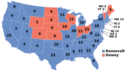 1944 electoral vote results ElectoralCollege1944.svg