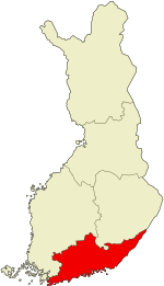 Finlândia Meridional no mapa da Finlândia