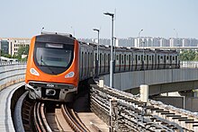 Fangshan line train leaving Libafang (May 2021)