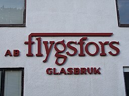 Skiltet til Flygsfors glasværk