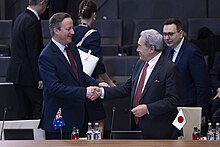 Peters with Foreign Secretary David Cameron on 4 April 2024. Foreign Secretary David Cameron with Winston Peters.jpg
