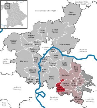 Läget för Frankenwinheim i Landkreis Schweinfurt