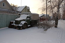 GAZ-51, side mirrors from GAZ-53 installed GAZ-51 truck covered by snow.JPG