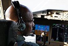 General Brown piloting a Boeing KC-46A Pegasus. General Charles Q. Brown, Jr., piloting a Boeing KC-46A Pegasus.jpg