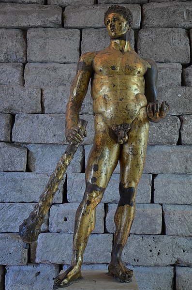 File:Gilded bronze statue of Hercules discovered on the site of the Forum Boarium, Hercules is holding his club and an apple of the Hesperides, 2nd century BC, Musei Capitolini, Rome (16192610678).jpg