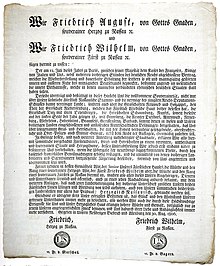 Gründungsurkunde des Herzogtums Nassau 1806 (Quelle: Wikimedia)