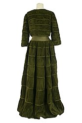 Green Pleated Linen Dress- Back-