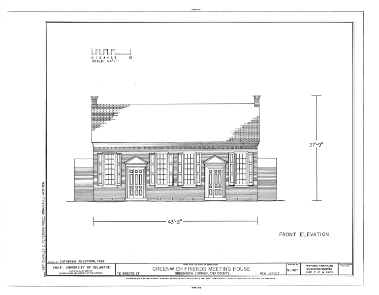 File:Greenwich Friends Meeting House, Ye Greate Street, Greenwich, Cumberland County, NJ HABS NJ,6-GREWI,10-; (sheet 2 of 4).png