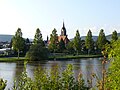 Östliche Ansicht der Gemeinde Haßmersheim, fotografiert von der gegenüberliegenden Neckarseite