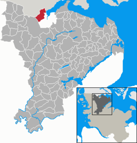 Poziția Harrislee pe harta districtului Schleswig-Flensburg