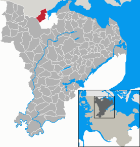 Poziția  Harrislee pe harta districtului Schleswig-Flensburg