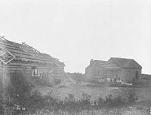 Un puesto de la Compañía de la Bahía de Hudson en el lago Winnipeg, sobre 1884.