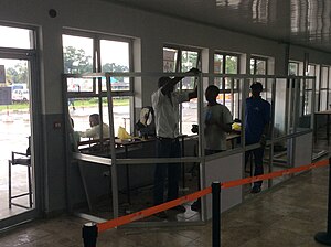 Health screening room in Sierra Leonean airport Health Screening Room at Airport in Sierra Leone (2).jpg