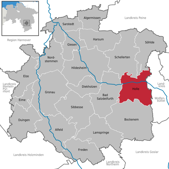 Läget för kommunen Holle i Landkreis Hildesheim