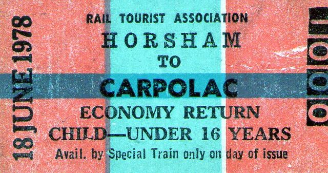 Horsham-Carpolac rail ticket 1978
