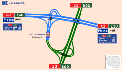 A Jordanowo autópálya kereszteződés áttekintő térképe