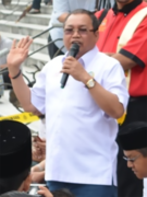 Presiden Parti Bumiputera Perkasa Malaysia, Ibrahim Ali pada tahun 2014 memberi satu ucapan di Putrajaya.