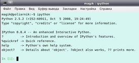 Screenshot del programma IPython