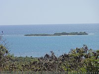 A view of Isla Ratones on the Caribbean Sea, viewed from coastal Barrio Canas Isla Ratones (vista desde el Hotel Ponce Holiday Inn), Ponce, PR (DSC05629).jpg