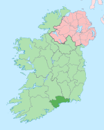 Comté de Waterford en vert sombre, Irlande en vert clair.