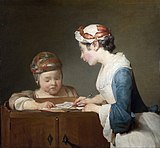 Jean-Baptiste Siméon Chardin, The Young Schoolmistress. c. 1735–6