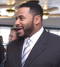 Jerome Bettis was a hard-nosed ball carrier who fit the Steelers style of play. Jerome Bettis at Health event, May 2005, cropped.jpg
