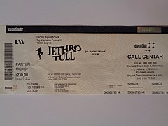 A 2018 rock concert ticket