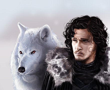 Jon Snow and his direwolf Ghost