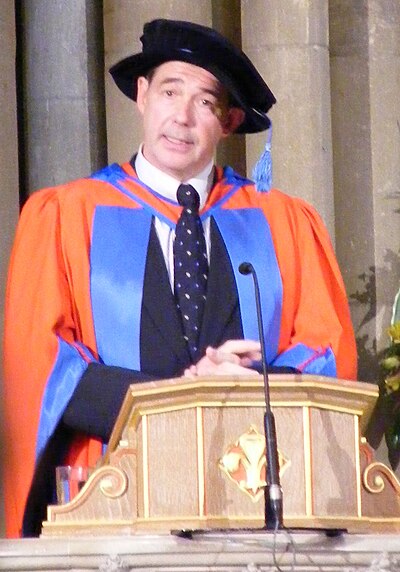 Jonathon Porritt receiving an Honorary degree from the University of Exeter in 2008, wears full Higher Doctoral dress