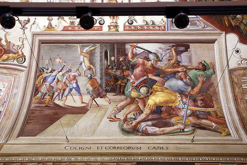 File:Karel van mander e aiuti, sala di fetonte, 1574-77, scene della notte di san bartolomeo, strage dei capi ugonotti 02.jpg