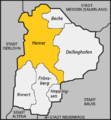 Karte der früheren Gemeinde Hemer im heutigen Stadtgebiet Map of the former municipality Hemer in Hemer