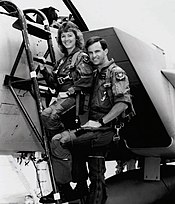 Kevin Chilton with his wife Cathy Chilton during a test pilot training on F-15 at Edwards Air Force Base, California, in 1987. Kevin Chilton with his wife Cathy Chilton at Edwards Air Force Base.jpg