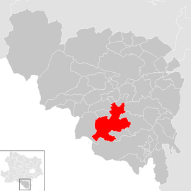Poloha obce Kirchberg am Wechsel v okrese Neunkirchen (klikacia mapa)