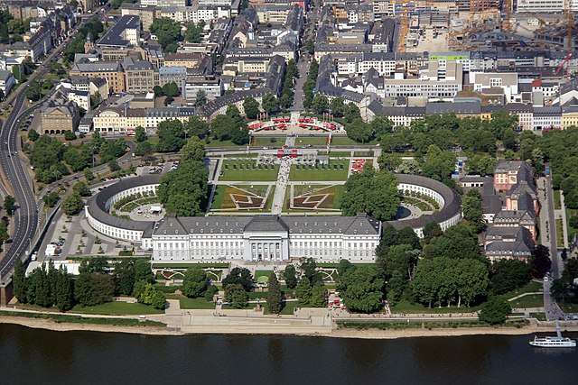 Aerial view of the Electoral Palace in 2011 during the German Federal Horticultural Show