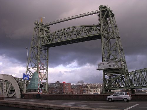 Railway bridge the "Koningshavenbrug" or "De Hef" in Rotterdam The Netherlands.