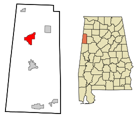 Lamar County Alabama Incorporated and Unincorporated areas Sulligent Highlighted.svg