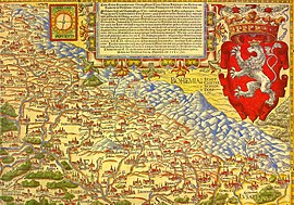 Primer mapa de Silesia, de Martin Helwig, 1561 (el norte, abajo)
