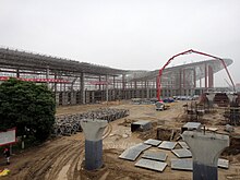 New terminal at Lanzhou Airport under construction to the immediate south of the existing terminal.