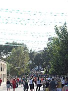 Gente esperando el comienzo de la romería en la avenida de la Morenica