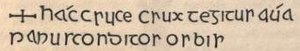 Inscripción en latín en la Cruz de Cong.JPG