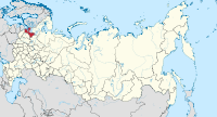 Die ligging van Leningrad-oblast in Rusland