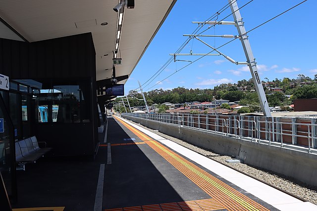 The rebuilt Lilydale station features tactile boarding indicators and elevators