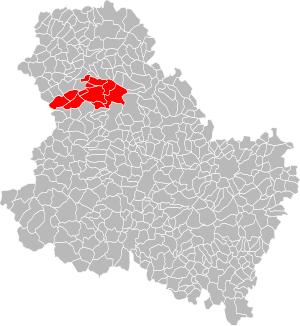 Location of the association of municipalities in the Yonne department