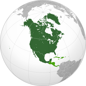 Carte de localisation de l'Amérique du Nord.