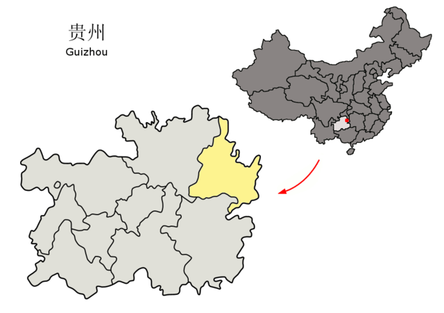 Tongrens läge i Guizhou, Kina.