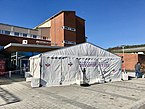 Tent outside Sahlgrenska University Hospital in Mölndal